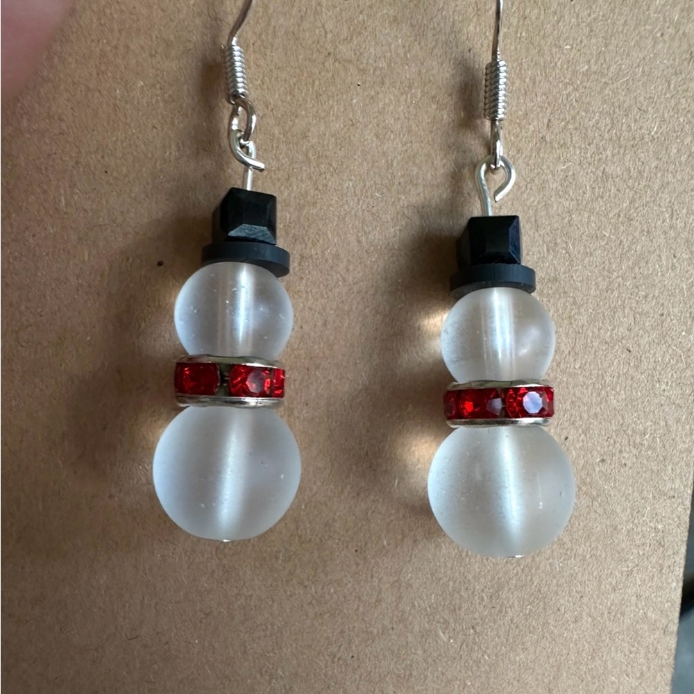 Charming Handcrafted Snowman Earrings